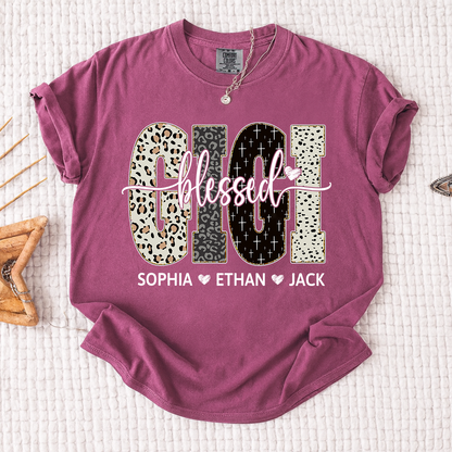 Comfort Colors® Bible Style Design, Custom Gift For Blessed Gigi And Her Grandchildren