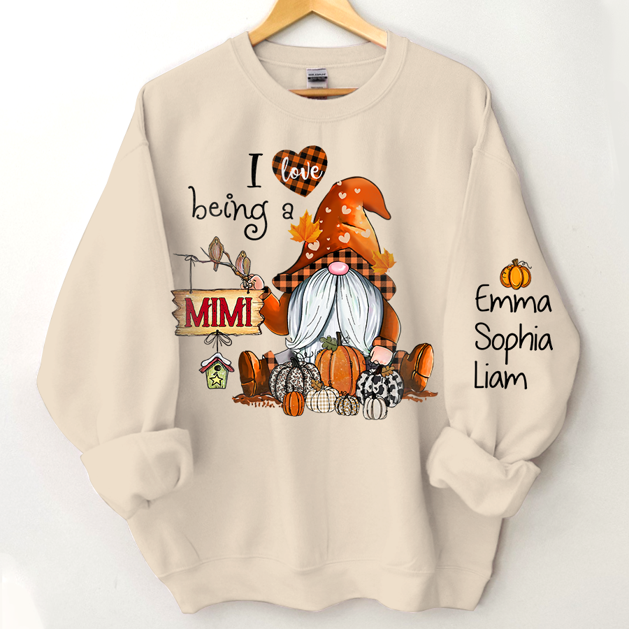 Personalized grandma gnome Sweatshirt, I Love being a grandma gnome with grandkids Sweatshirt