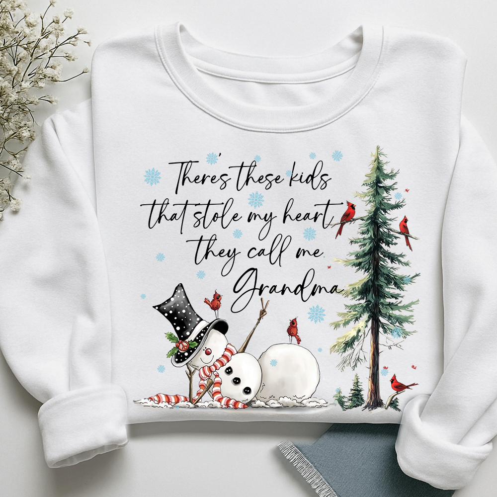 They Call Me Grandma, They Stole My Heart Sweatshirt – Personalized Gift for Grandmother, Cute Holiday Outfit for Christmas