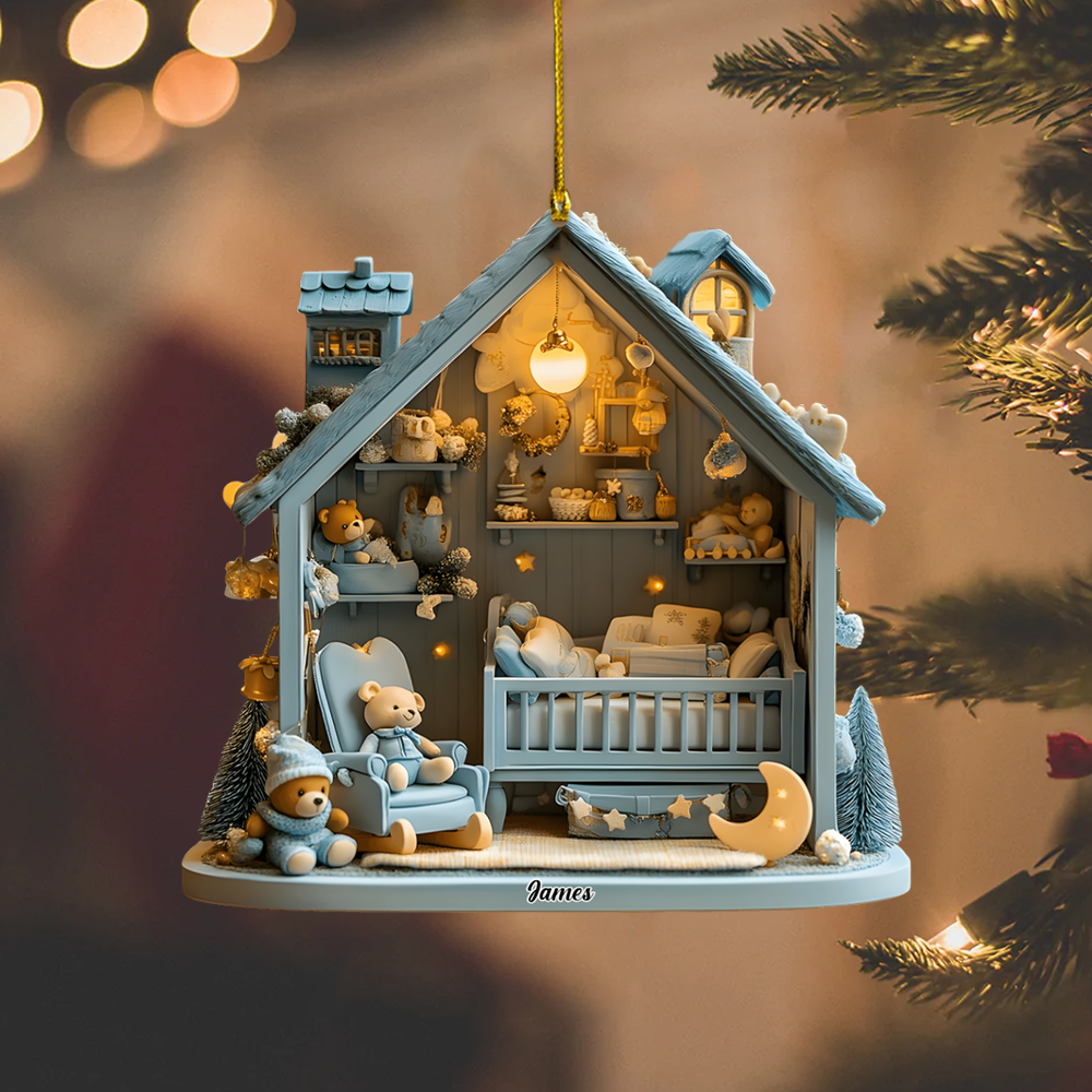 Personalized Baby Nursery Ornament – Custom Name Newborn Room Christmas Tree Decoration 2025 Ornament