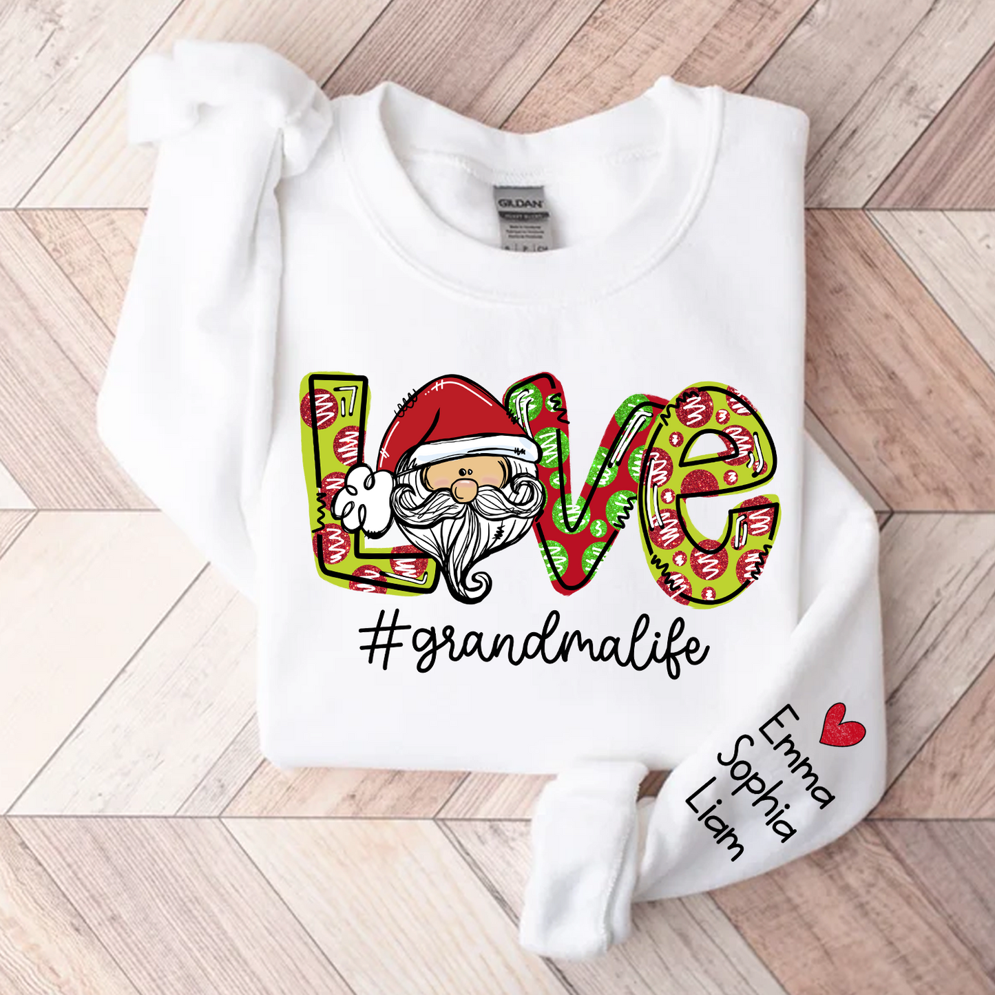 Love Santa Grandma Life Christmas, Custom Grandma & Kids, Grandma Gift TH Sweatshirt
