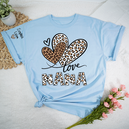 Leopard Love Nana Shirt, Grandma T Shirt with Heart Design, Meaningful Gift for Nana