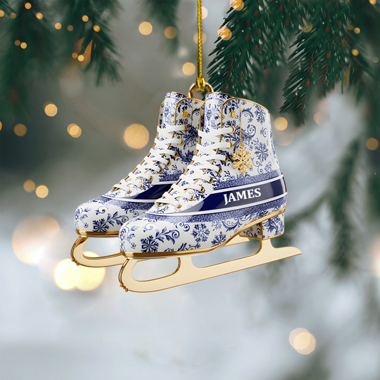 Personalized Ice Skates Ornament – Custom Name Christmas Decor for Skaters & Winter Sports Lovers Ornament