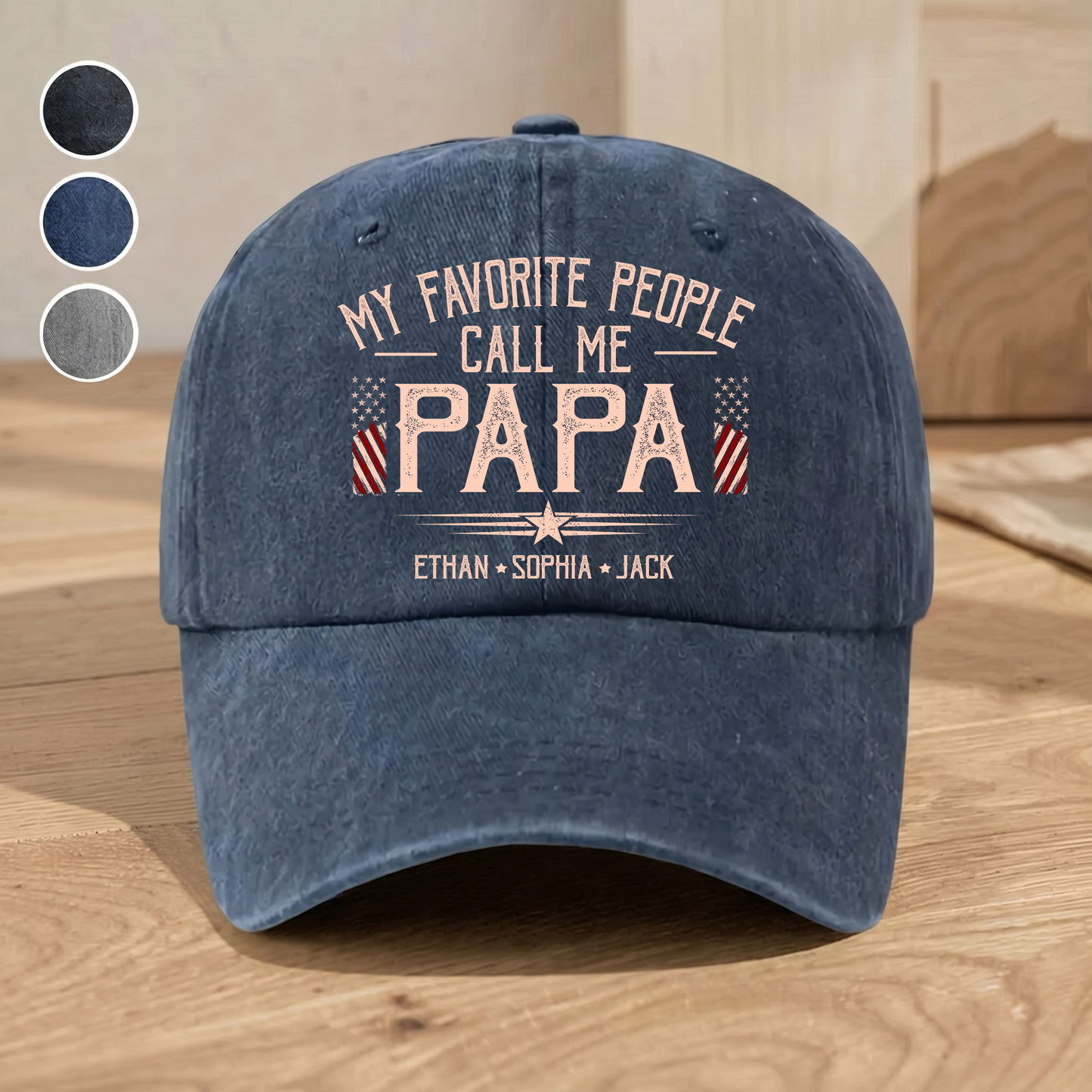 My Favorite People Call Me Grandpa Hat, Funny Grandpa Baseball Cap, Patriotic American Flag Gift for Grandfather Dad Papa Fathers Day Birthday Present