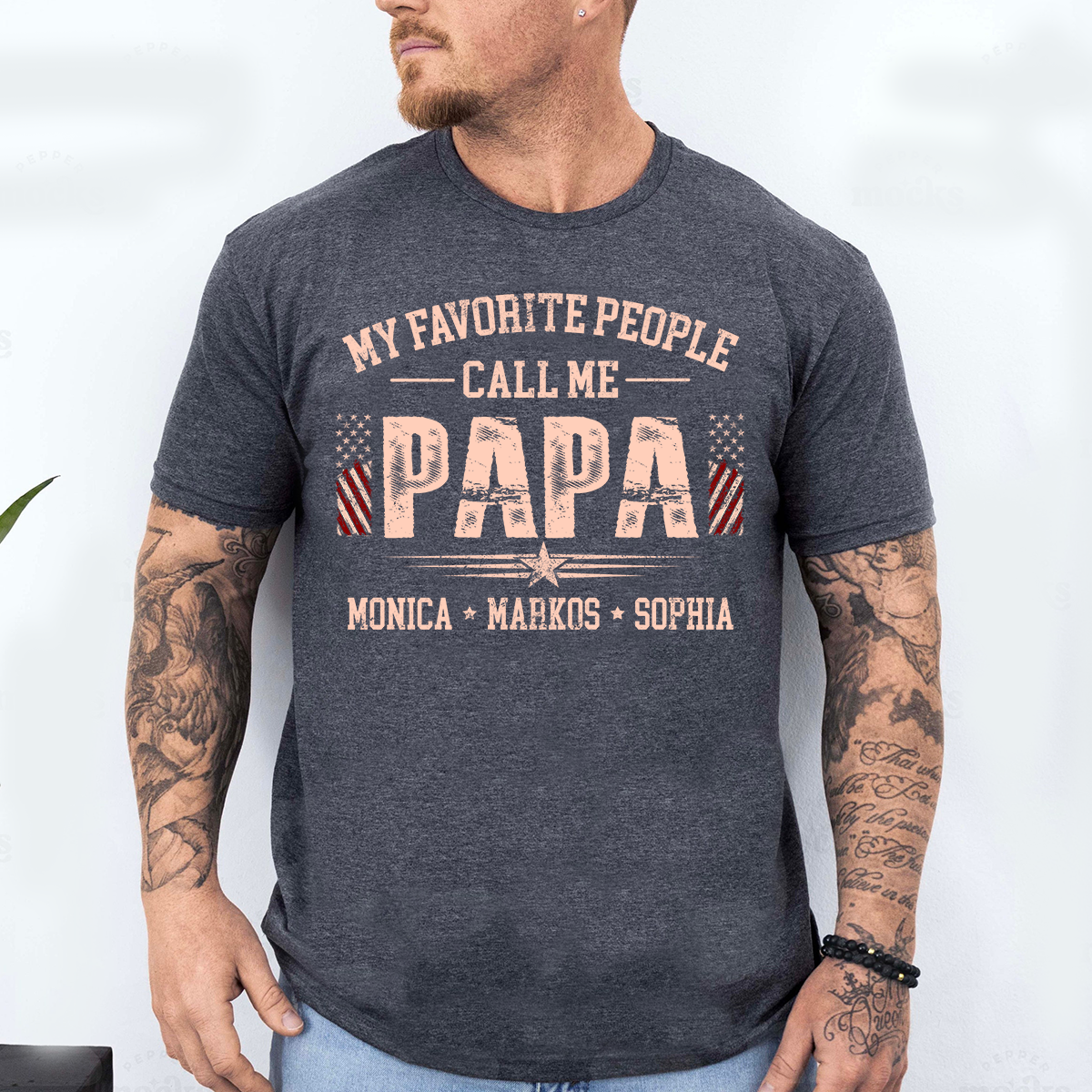 My Favorite People Call Me Papa T Shirt, Custom Papa Shirt with Children Names, Funny Gift for Dad Grandpa, Personalized Family Tee