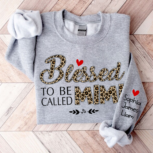 Blessed To Be Called Mimi Leopard, Custom Mimi And Kids, Grandma Gift TH Sweatshirt