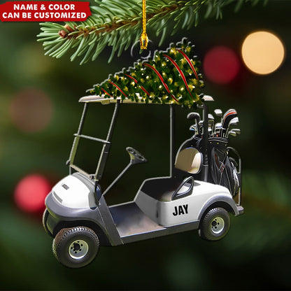 Custom Golf Cart Christmas Ornament – Personalized Name Golf Ornament Gift for Golf Lovers, Players, or Friends Ornament