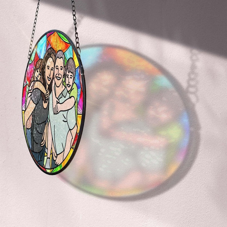 Custom Family Portrait, Transform Your Photos Into Art - Personalized Window Stained Glass, Custom Stained Glass
