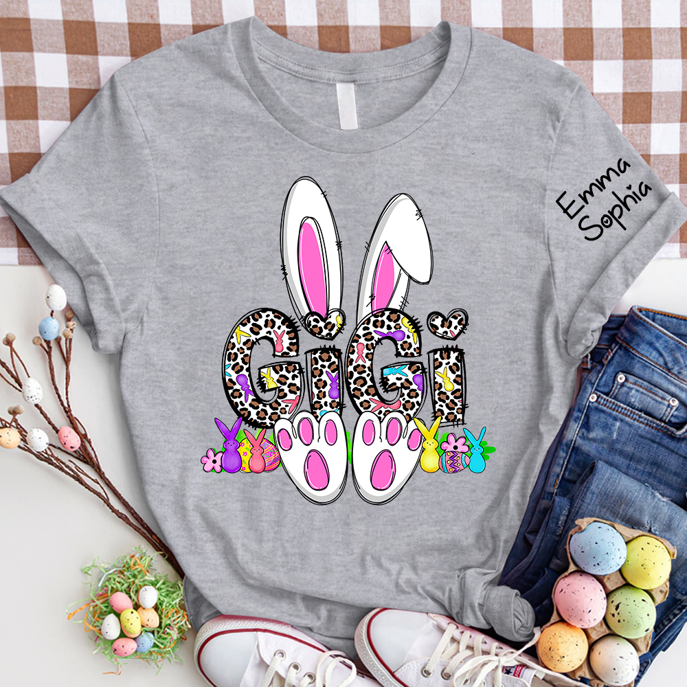 Gigi Leopard Bunny Shirt, Custom Gigi And Kids, Easter Days Gift TH T-Shirt