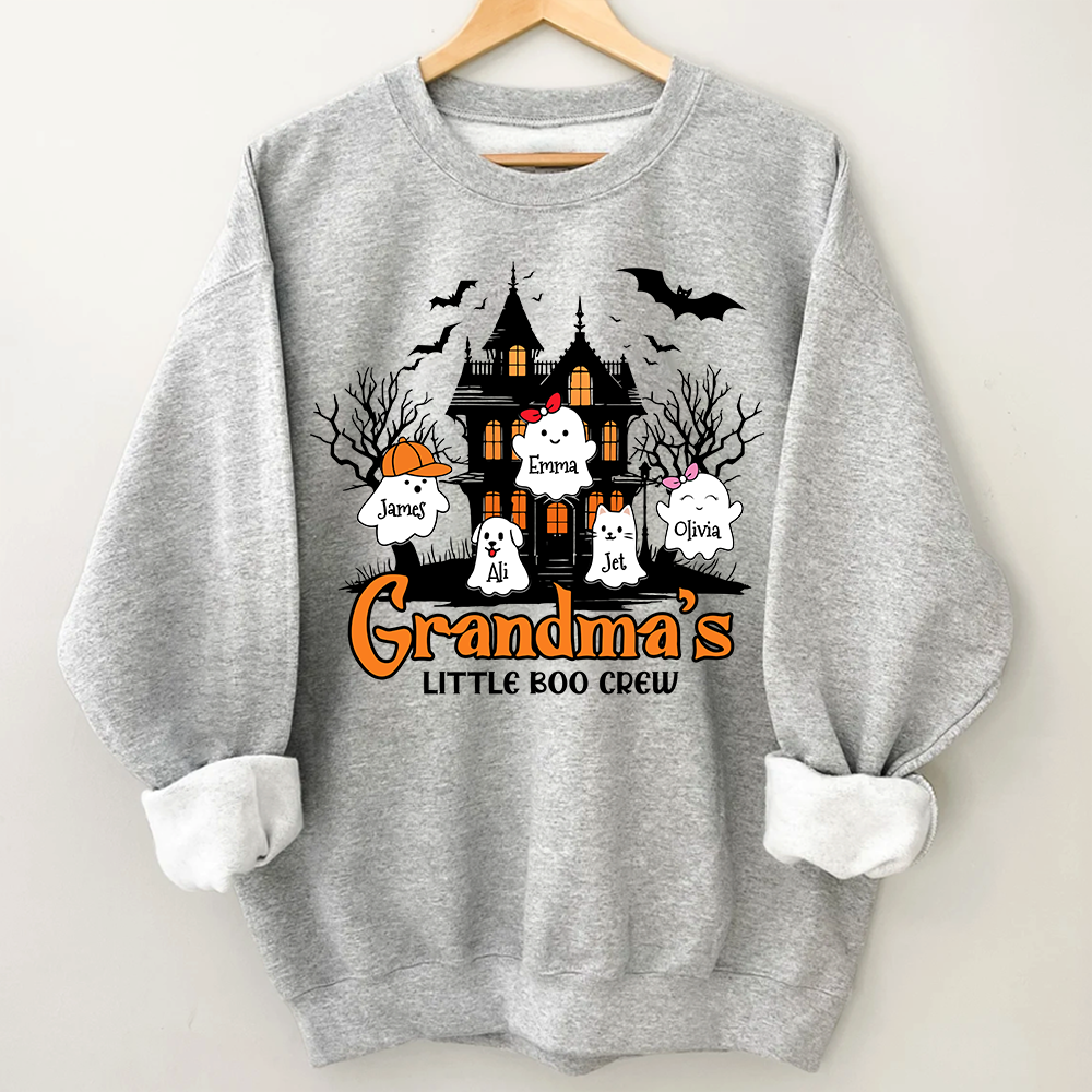 Comfort Colors® Personalized Grandma’s Little Boo Crew Halloween Sweatshirt With Grandkids Names