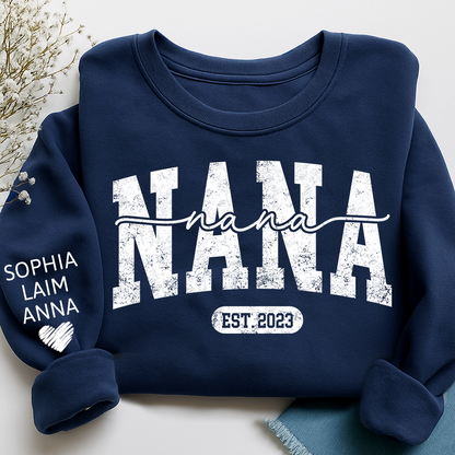 Personalized Nana Est. 2025 Custom Sweatshirt Gift For Grandma And Grandchild
