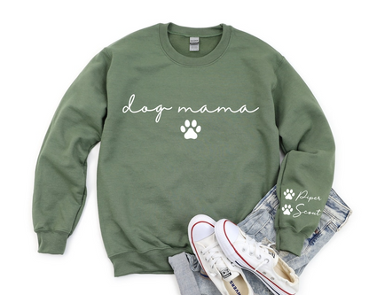 Custom Dog Mama Sweatshirt with Pet Name on Sleeve, Crewneck or Hoodie, Custom Neck Sleeve Design, Fur Mama, Dog Mom Shirt