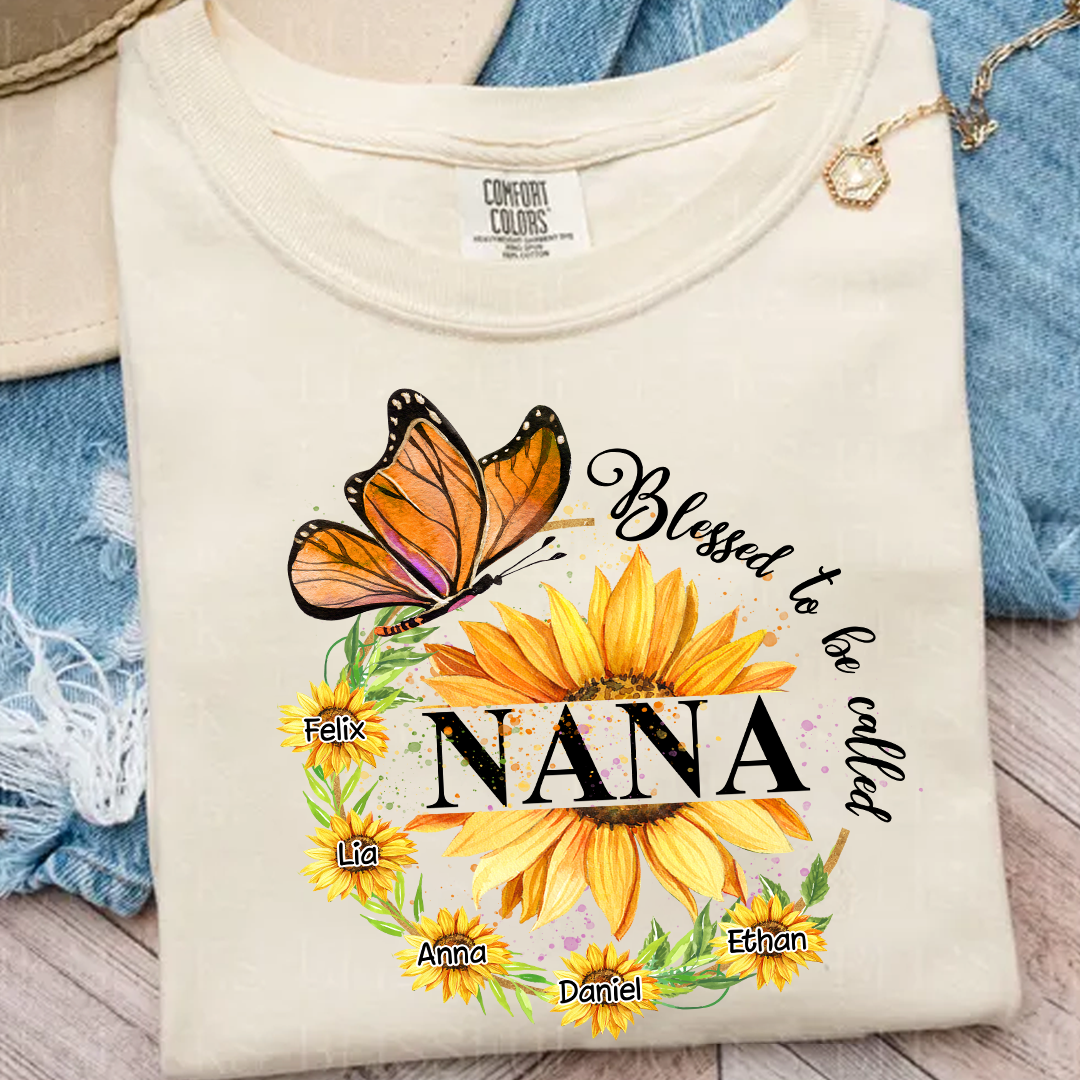 Comfort Colors® Blessed Nana Sunflower Butterfly T-Shirt, Gift For Grandma T-Shirt