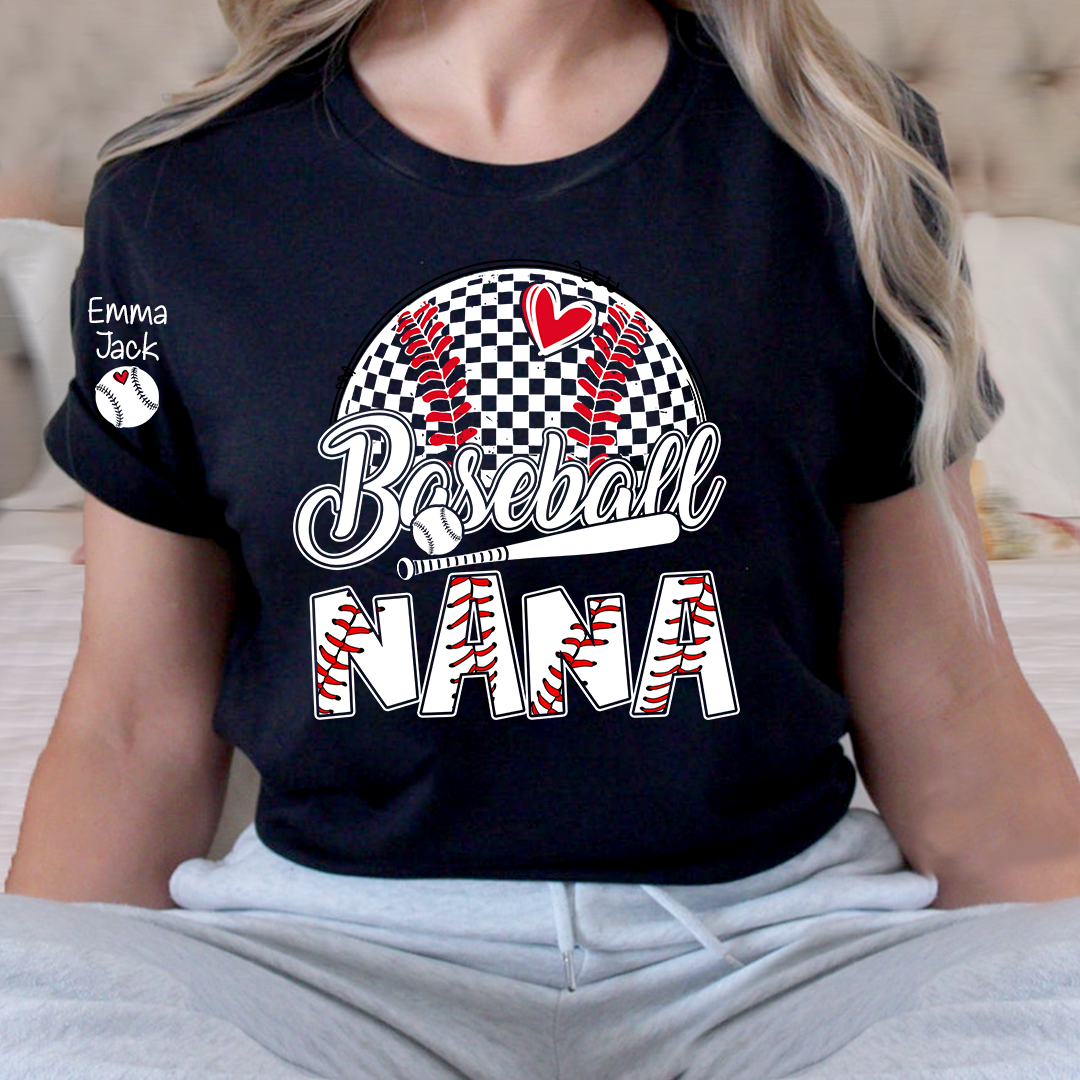 Baseball Grandma Personalized T-Shirt, Custom Name Sports Grandma Shirt with Baseball Graphic