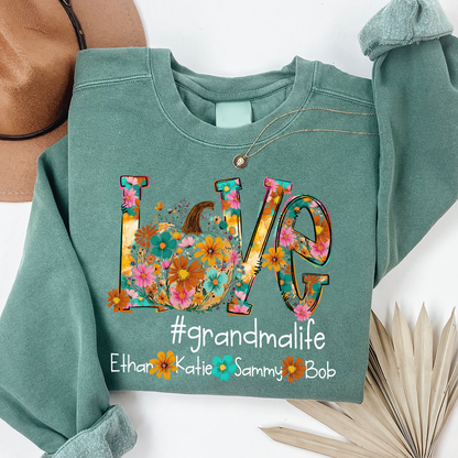 Love Autumn Personalized Sweatshirt, Custom Name for Grandma And Kids