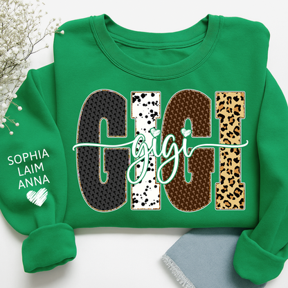 Bible Art & Lettering, Personalized Gigi Sweatshirt – Custom Grandchild Name on Sleeve