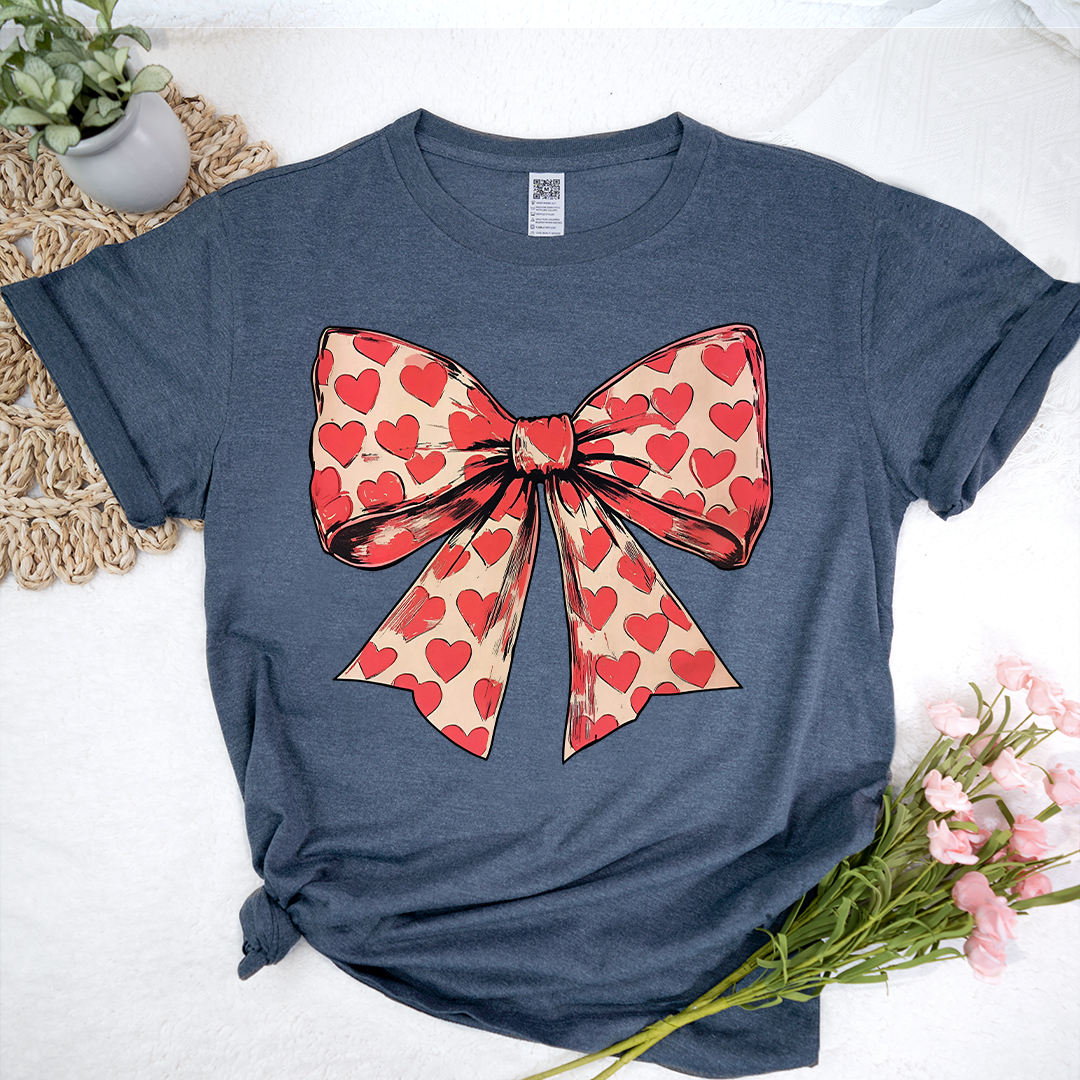 Valentine's day Heart Coquette Bow T-Shirt