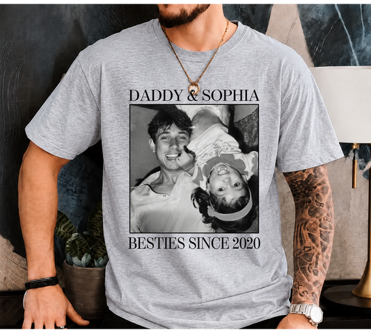 Personalized Father's Day Photo Shirt, Custom Besties Since Gift for Dad Daddy Papa T-shirt