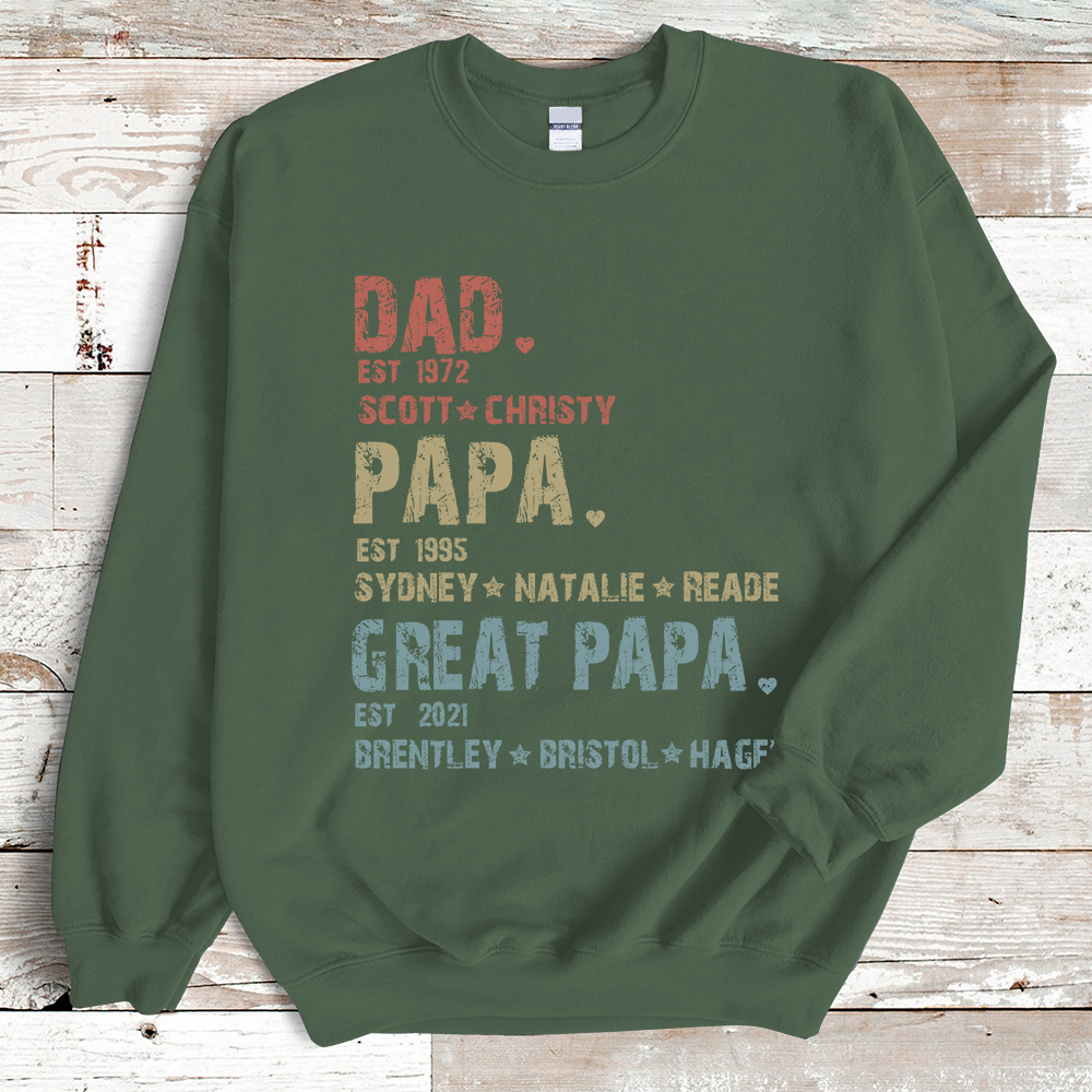 Dad Papa Great Papa And Kids Sweatshirt