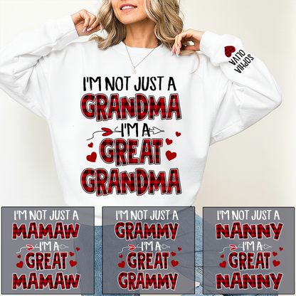 I’m Not Just a Grandma I’m a Great Grandma Sweatshirt, Personalized Buffalo Plaid Heart Shirt