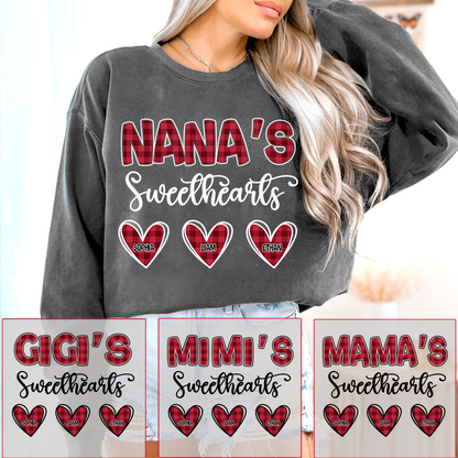Nana's Sweethearts Sweatshirt, Custom Printed Heart Sweatshirt As A Gift For Grandma And Grandchildren