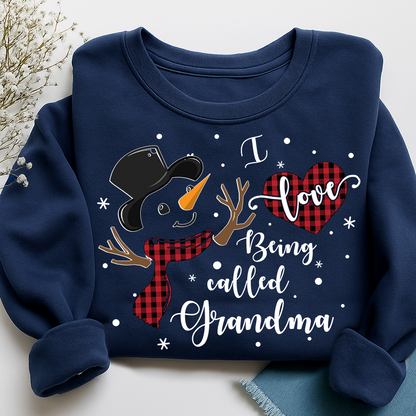 I Love Being Called Grandma Shirt, Cozy Holiday Sweatshirt for Gift Grandma And Kids