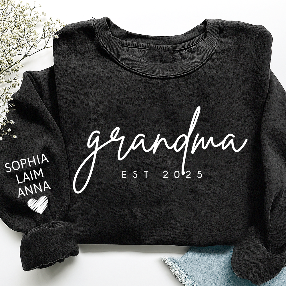 Personalized Grandma Est Sweatshirt, Gifts for Grandma, Custom Grandma and Grandchild Names