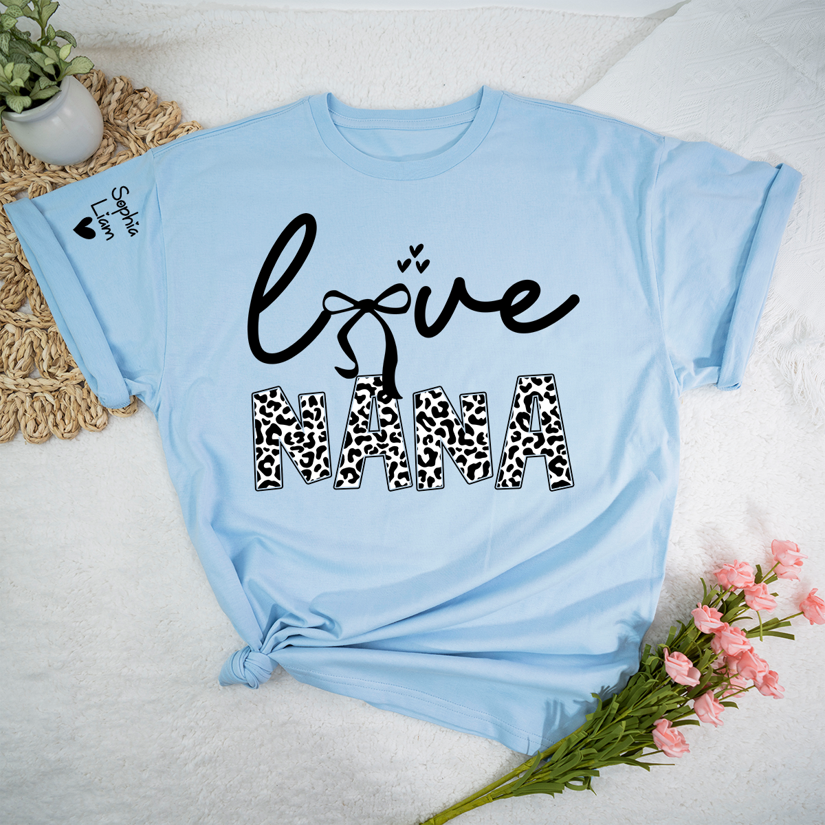 Love Nana Shirt, Cute Leopard Print Grandma Nickname T Shirt, Stylish Nana Apparel for Women, Meaningful Family Clothing