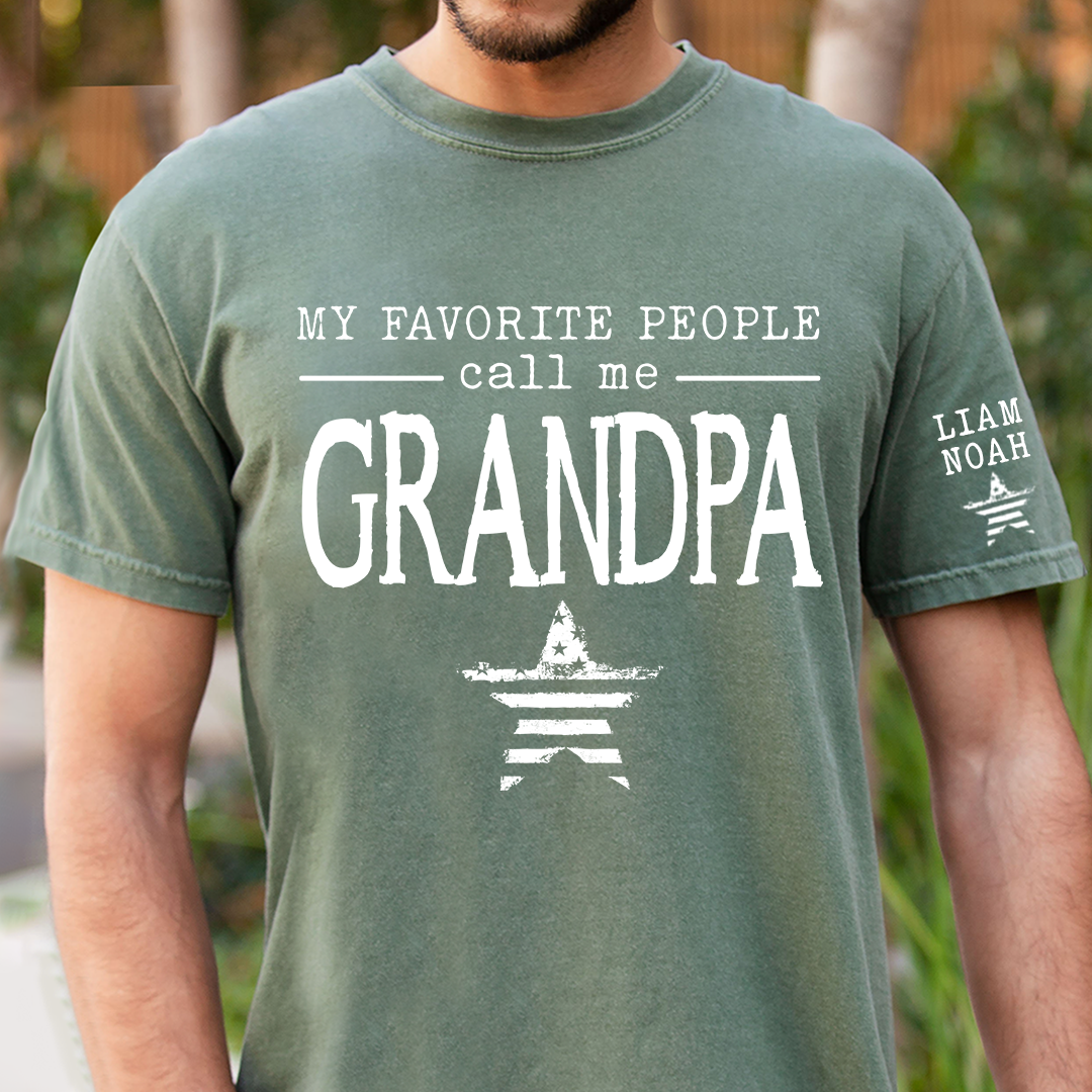 My Favorite People Call Me Grandpa Shirt, Custom T-Shirt with Kids' Names, Perfect Gift for Grandpa