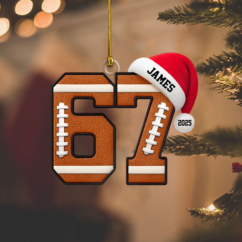 Custom Sports Ornament 2025 – Personalized Jersey Number Ornament with Name and Year, Gift for Athletes and Fans Ornament