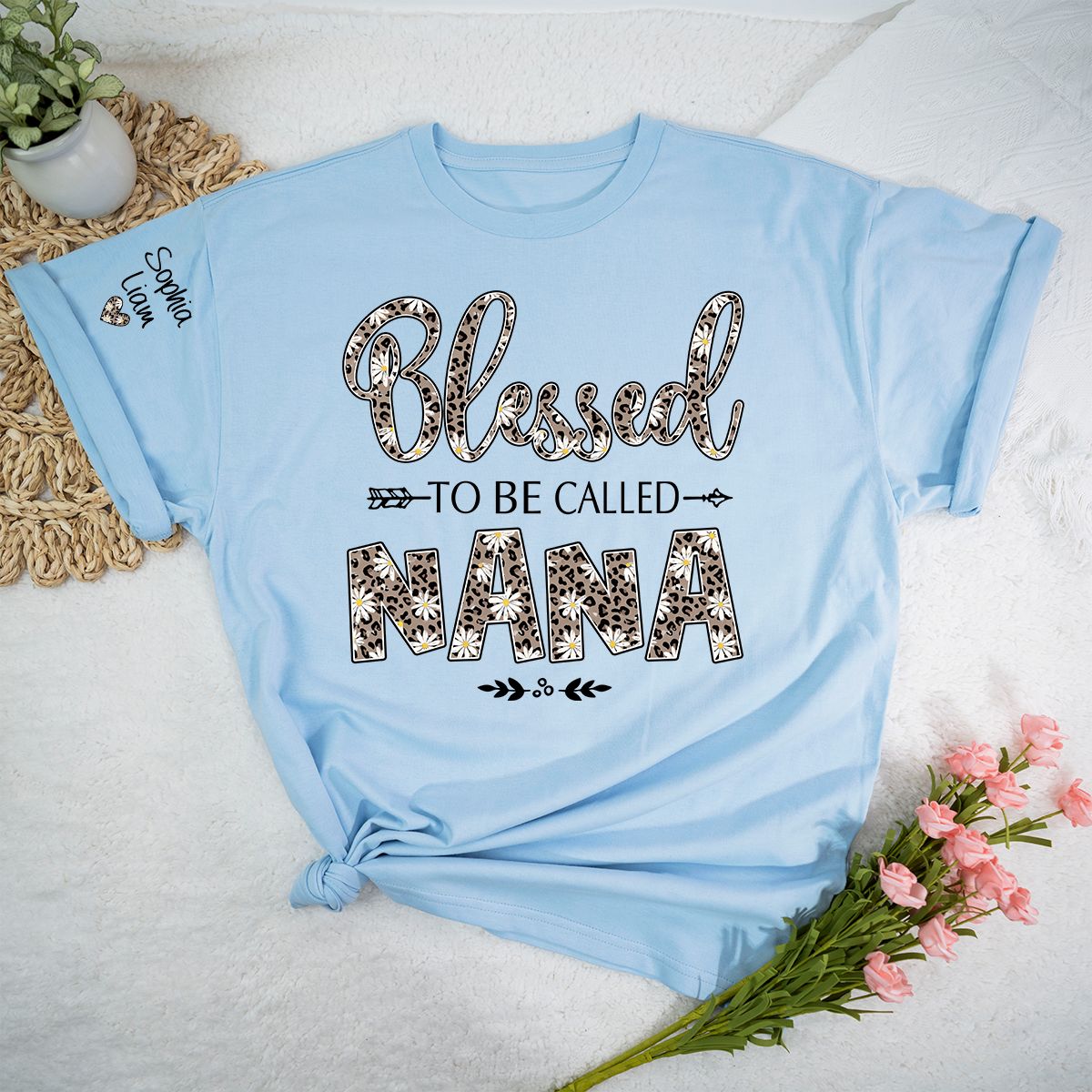 Blessed to Be Called Nana Shirt, Leopard Floral Nana T-Shirt, Cute Grandma Gift for Women
