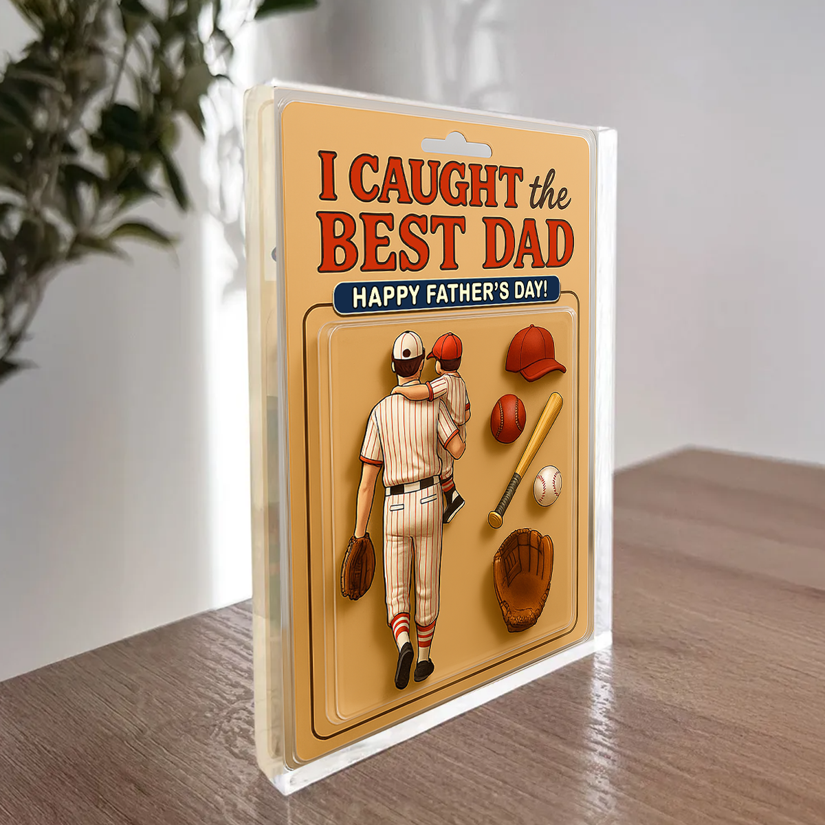 I Caught The Best Dad, Custom Dad And Kids Meaningful Gifts, Father's Day Gifts For Dad And Kids Copy Acrylic Block Plaque FUll Size