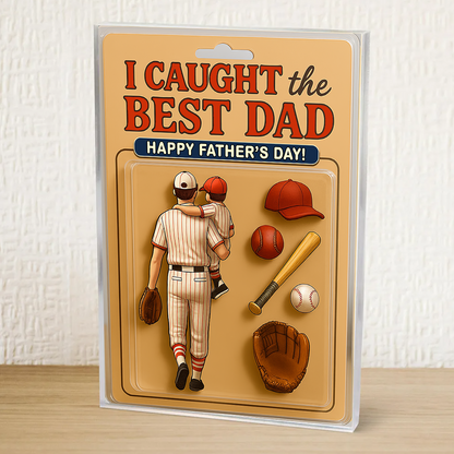 I Caught The Best Dad, Custom Dad And Kids Meaningful Gifts, Father's Day Gifts For Dad And Kids Copy Acrylic Block Plaque FUll Size