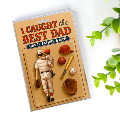 I Caught The Best Dad, Custom Dad And Kids Meaningful Gifts, Father's Day Gifts For Dad And Kids Copy Acrylic Block Plaque FUll Size