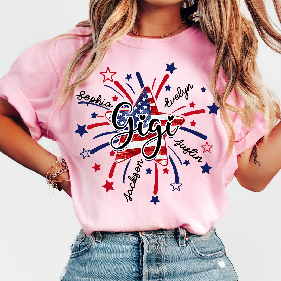 Personalized 4th Of July Grandma, Star Firework For Gift Grandma with Kid Names