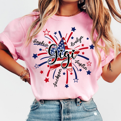Personalized 4th Of July Grandma, Star Firework For Gift Grandma with Kid Names