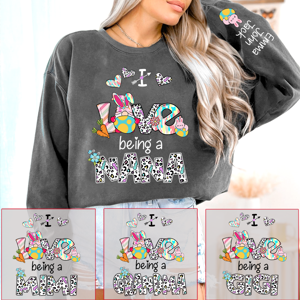 Nana Sweatshirt I Love Being a Nana, Colorful Heart Design Family Style