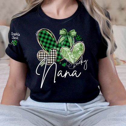 Lucky Nana Heart St Patrick’s Day T-Shirt, Gift For Grandma And Kids