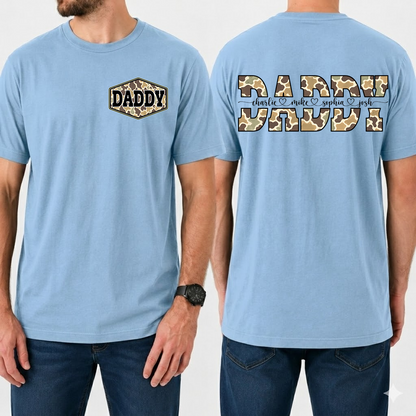 Daddy Camo Personalized T-Shirt – Custom Names Gift for Dad Daddy Papa