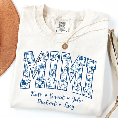 Comfort Colors® T-Shirt Personalized Blue Gigi, Custom Grandma and Kids