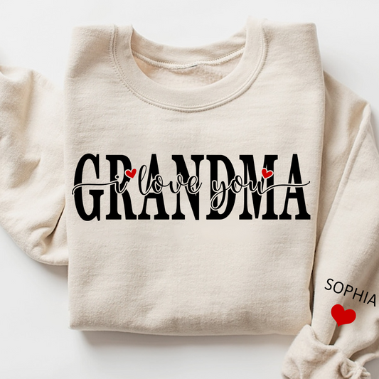 Personalized Family Sweatshirt for Grandma, Loved Beyond Measure Design, Custom Names Crewneck