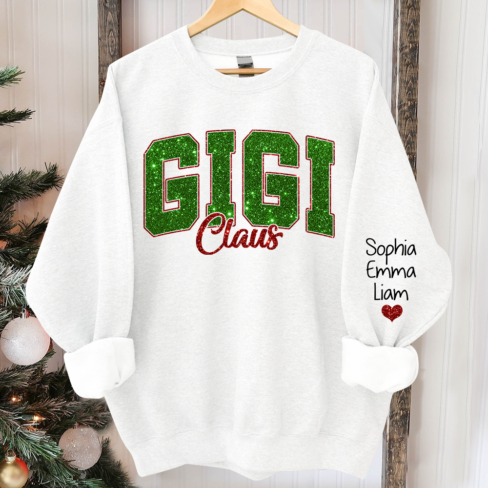 Glitter Gigi Claus Green Christmas And Kids 2014 Sweatshirt