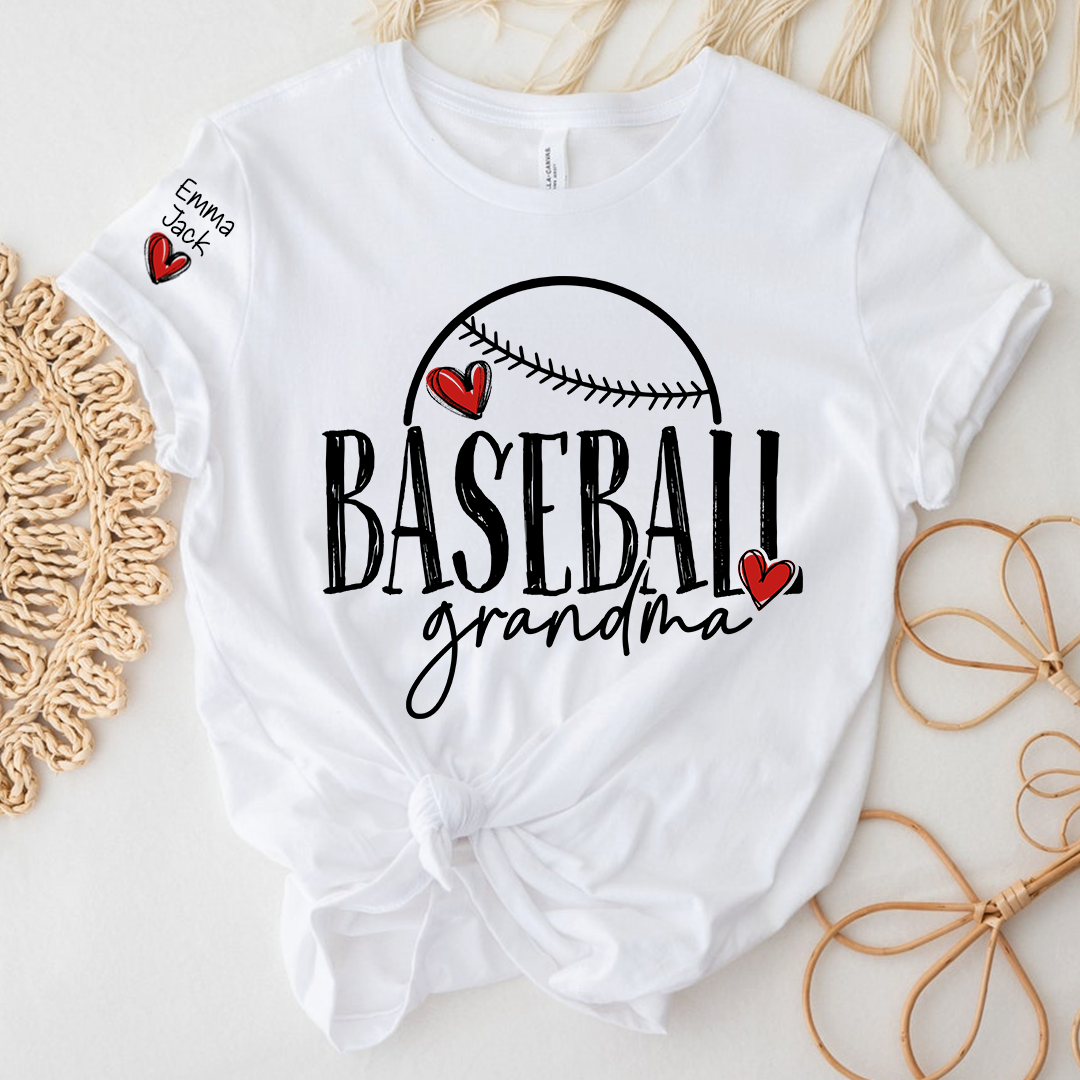 Baseball Nana Personalized T-Shirt, Cute Heart Baseball Design Nana T-Shirt