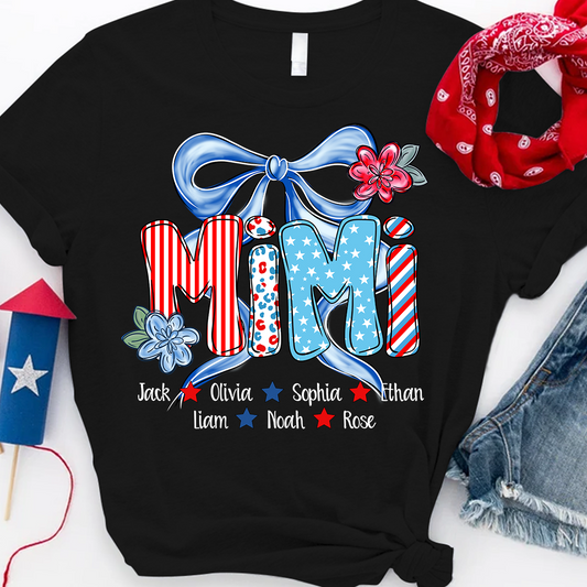 Patriotic Flag Flower, Custom Nickname Gift for Mimi and Kids