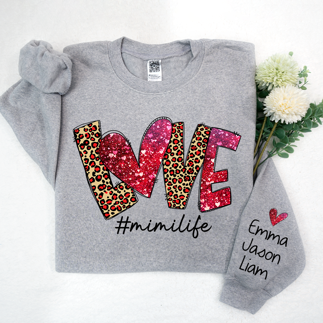 Love Leopard Mimilife, Custom Mimi With Kids, Grandma Gift TH Sweatshirt