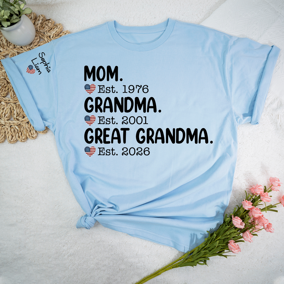 Mom Grandma Great Grandma T Shirt, Est Year Custom Shirt, Personalized Family Gift with Names, Meaningful Gift for Mother Grandmother