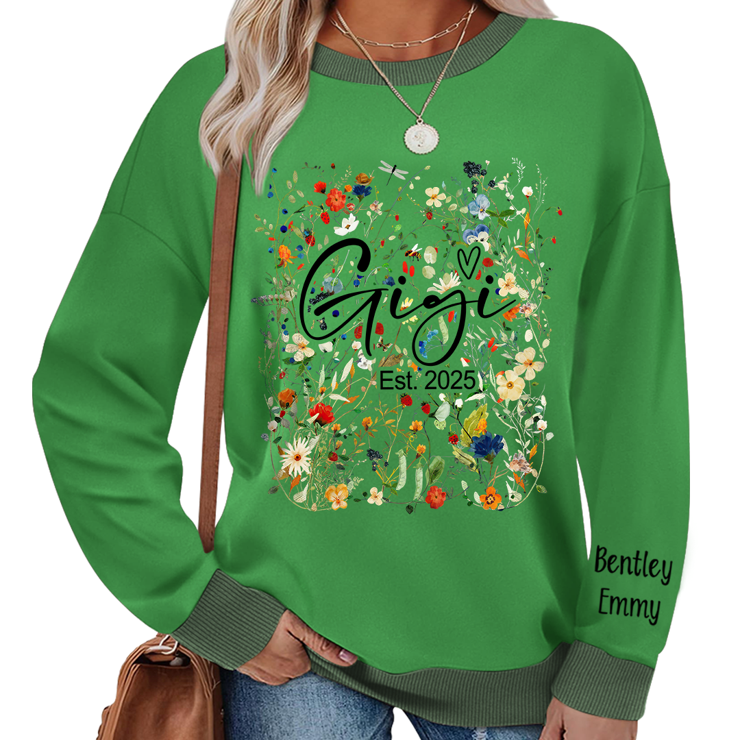Personalized Gigi Est With Grandkids Flower Art Sweatshirt Mix