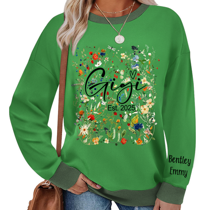 Personalized Gigi Est With Grandkids Flower Art Sweatshirt Mix