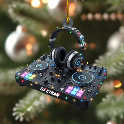 Personalized DJ Ornament 2025 – Custom Name Turntable and Headphones Christmas Tree Decoration Ornament