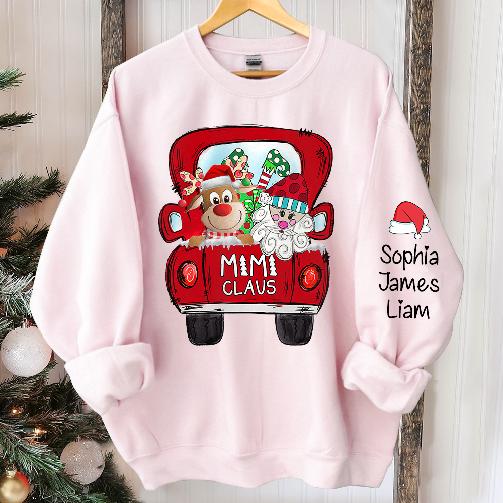 Personalized Mimi Claus Sweatshirt, Custom Grandma With Grandkids Name Xmas Sweatshirt